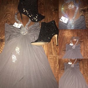 Nordstrom Swarovski & Rhinestone Gray Halter